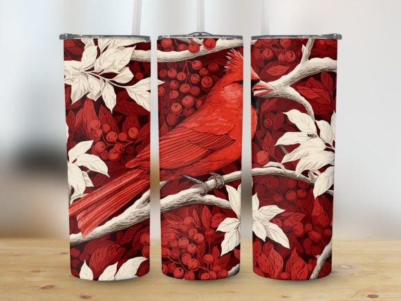 20oz Christmas Tumbler Wrap Red Bird Graphics