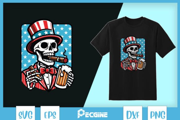 4th of July Abraham Lincoln Skeleton SVG