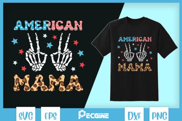 4th of July Leopard American Mama SVG Graphics