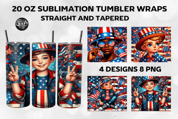 American Boy 4th of July Tumbler Wrap Graphics
