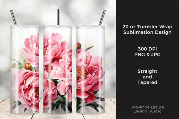 Artistic Pink Peonies Tumbler Wraps & Graphics