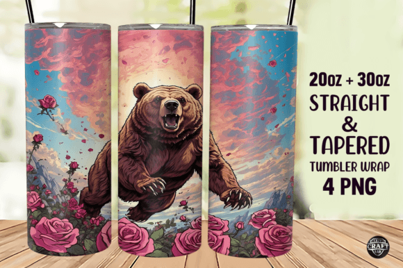 Bear Roses Tumbler Wrap 20oz Skinny Graphics