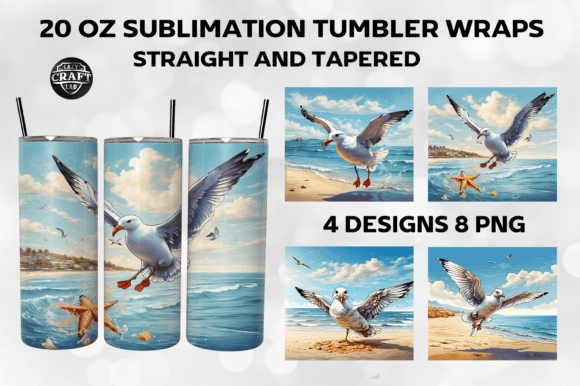 Bird Flying over a Beach Tumbler Wrap Graphics