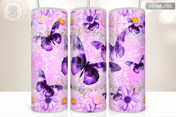 Butterfly Flowers 20Oz Tumbler Wrap: Graphics for Crafts-Driven Branding