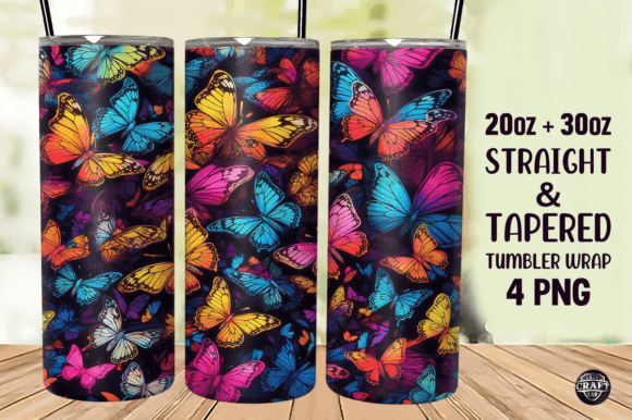 Butterfly Pattern Tumbler Wrap 20oz PNG Graphics