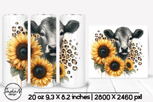 Cow with Sunflowers Tumbler Wrap: Graphics for Crafts