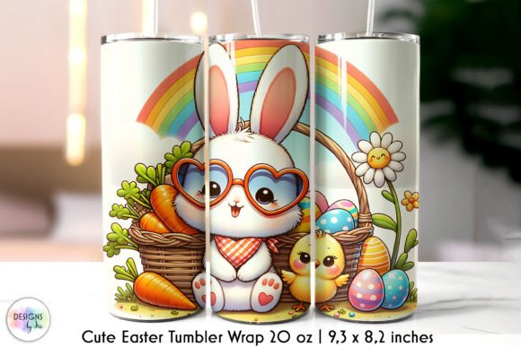 Cute Easter Bunny Retro Tumbler Wrap: Graphics for Local Tumbler Wraps