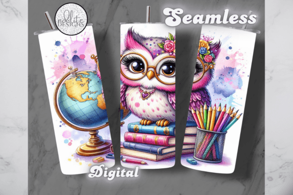Cute Owl Teacher Tumbler Wrap: Graphics for Playful, Polished Tumbler Wraps
