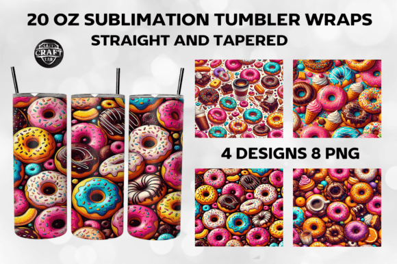 Donuts Tumbler Wrap 20oz Skinny PNG Graphics