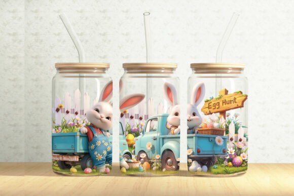 Easter Bunnies Tumbler Wrap: Graphics & Illustrations