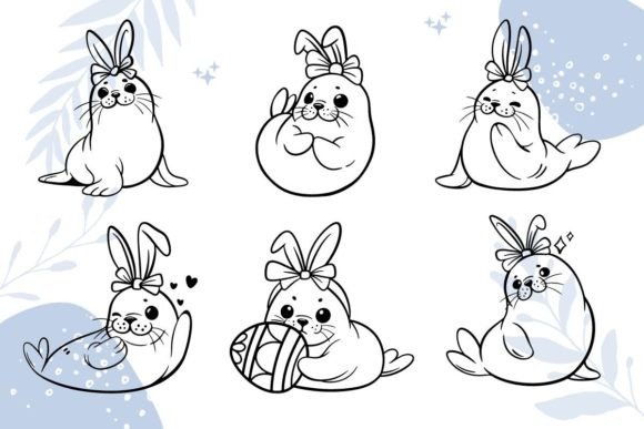 Easter Bunny Seals SVG Graphics for Crafts