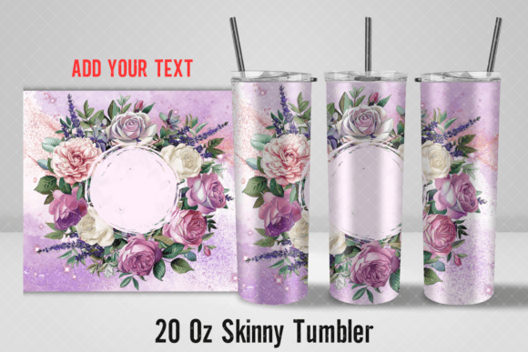 Flowers Glitter Tumbler 20oz Sublimation