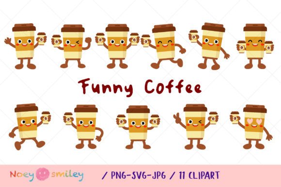 Funny Coffee Cup Holding Take Away Graphics & Illustrations