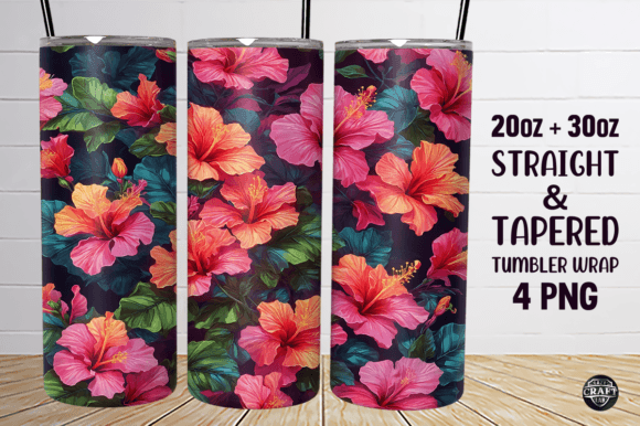 Hibiscus Neon Flowers Tumbler Wrap 20oz