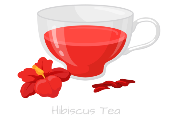 Hibiscus Tea Cup. Cartoon Aromatic Natur
