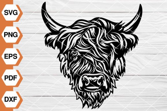 Highland Cow Head SVG EP-160: Graphics & Illustrations for Sellers