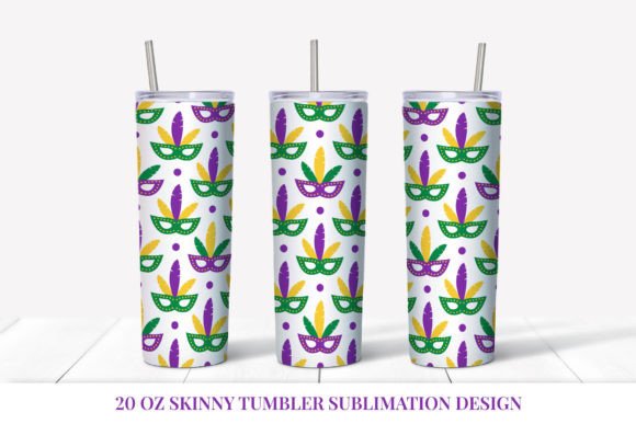 Mardi Gras Tumbler Wrap Sublimation Graphics & Illustrations