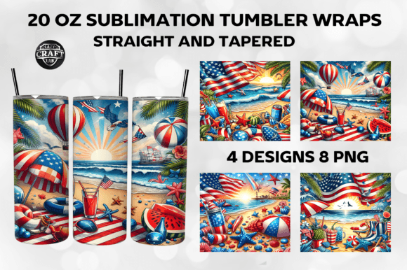 Patriotic Beach Tumbler Wrap Graphics