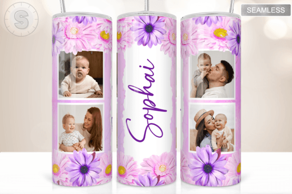 Picture Photo Frame Flowers Tumbler Wrap Graphics for Crafts