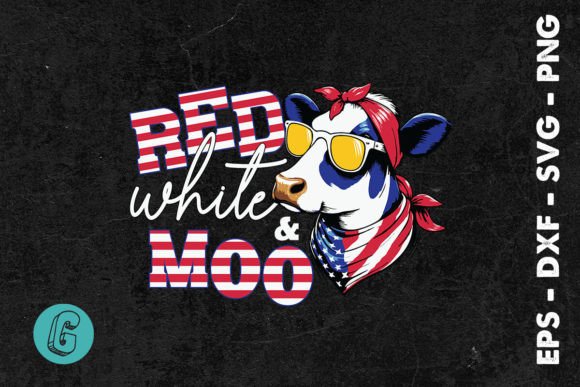 Red White Moo Funny America USA Flag SVG