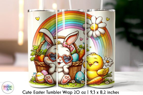 Retro Easter Bunny Tumbler Wrap Graphics