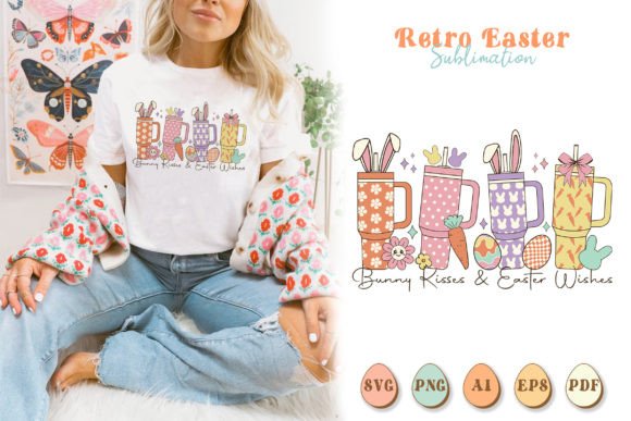 Retro Easter Tumbler Sublimation PNG: Graphics for T-Shirt Designs