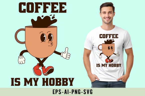 Retro Groovy Coffee Cup Graphics for T-Shirt Designs