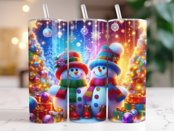 Snowman 20oz Tumbler Wrap Christmas PNG Graphics