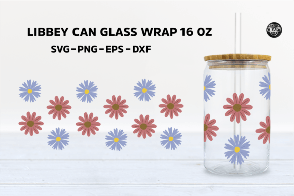 Spring Flowers Can Glass 16oz Wrap SVG: Graphics for Tumbler Wraps