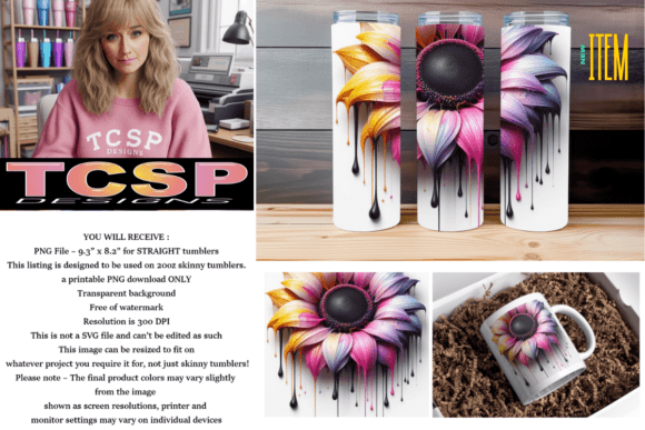 Sunflower Drip 20oz Tumbler Wrap