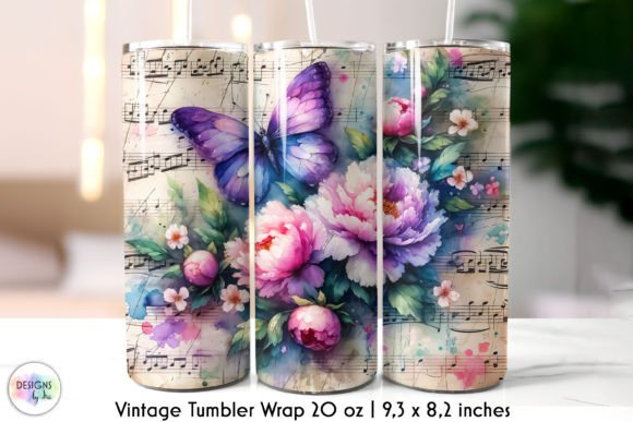 Vintage Butterfly Tumbler Wrap Graphics