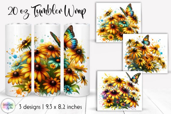 Watercolour Flowers Tumbler Wrap Design: Graphics for Real Publishing